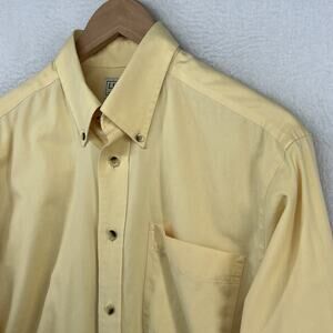 LL BEAN Shirt Mens S Brushed Twill Button Up Long Sleeve Twill Cotton Yellow